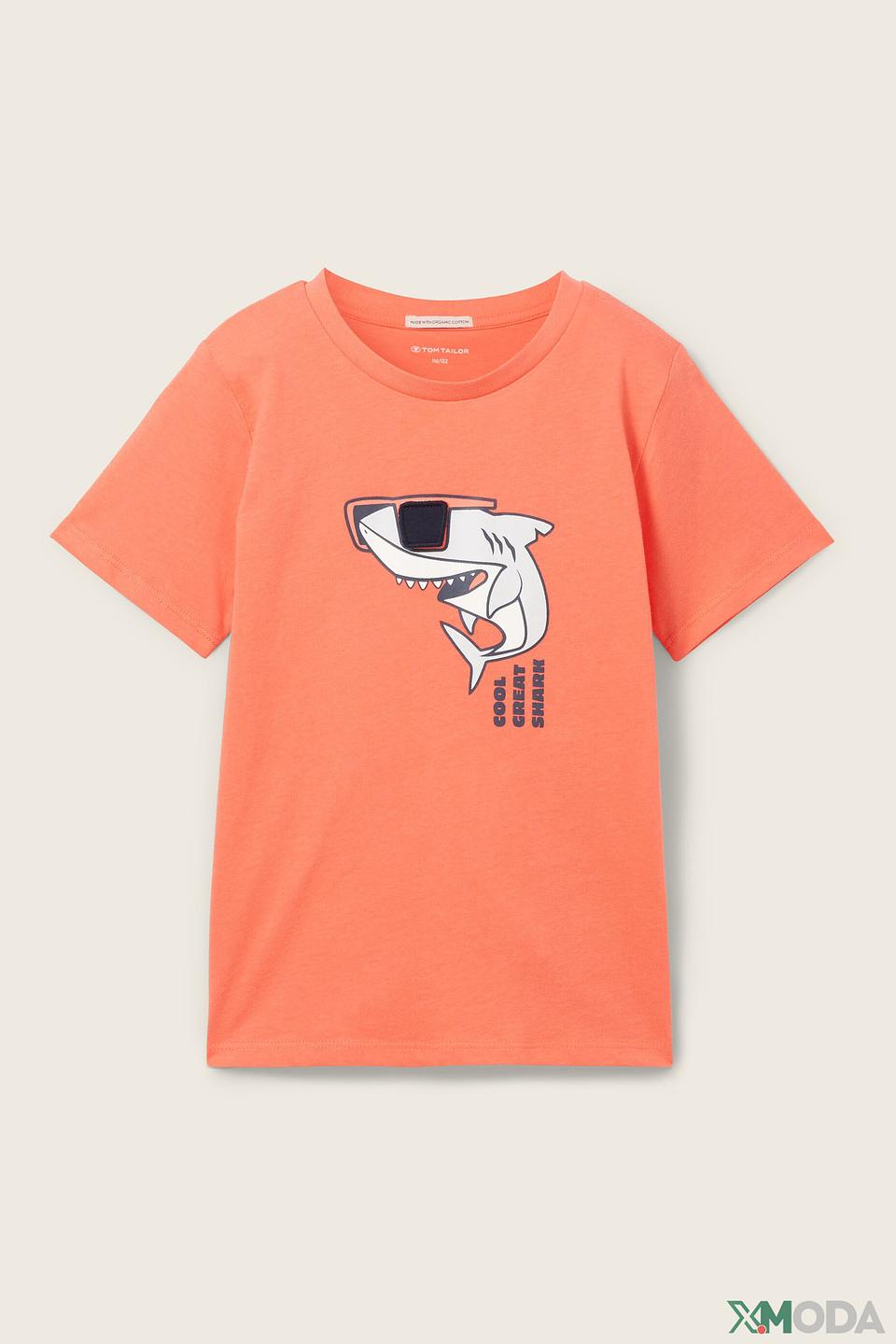 Футболка Tom Tailor с акулой оранжевый