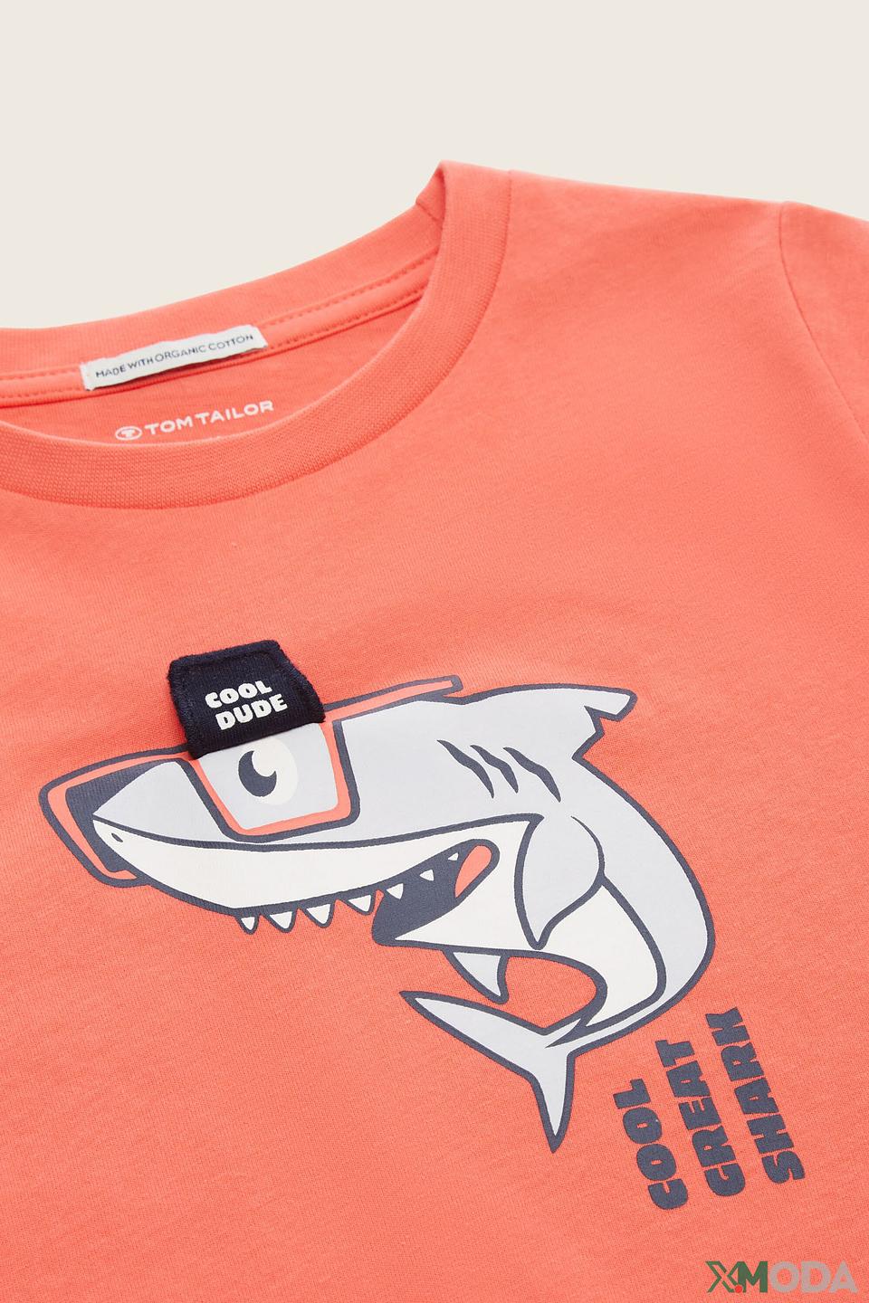 Футболка Tom Tailor с акулой оранжевый