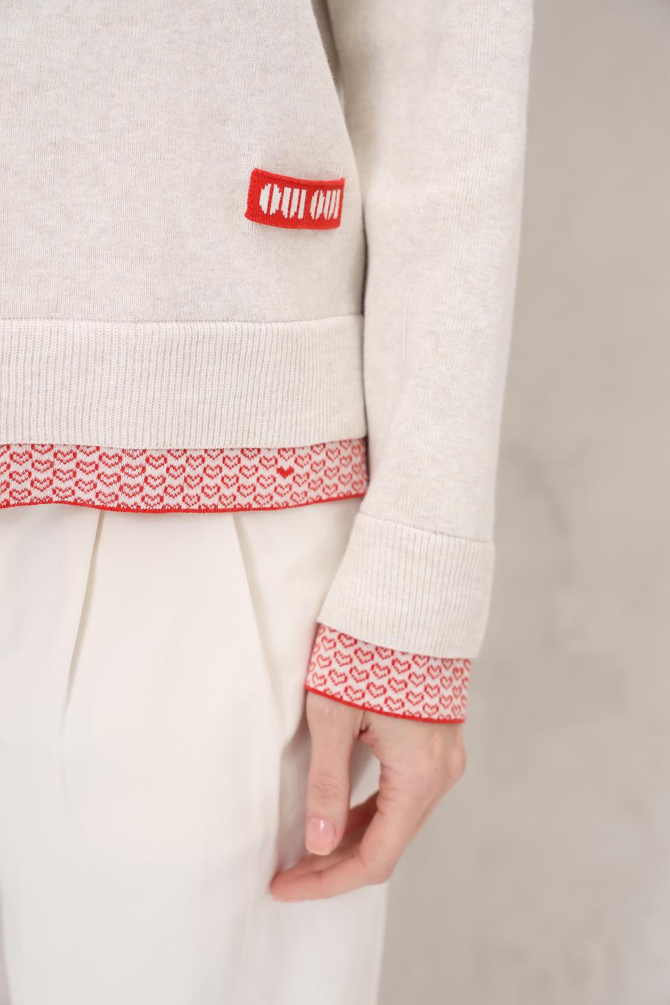 Пуловер Oui с красной отделкой