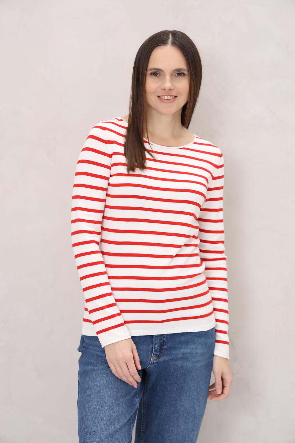 Пуловер Oui в полоску красный