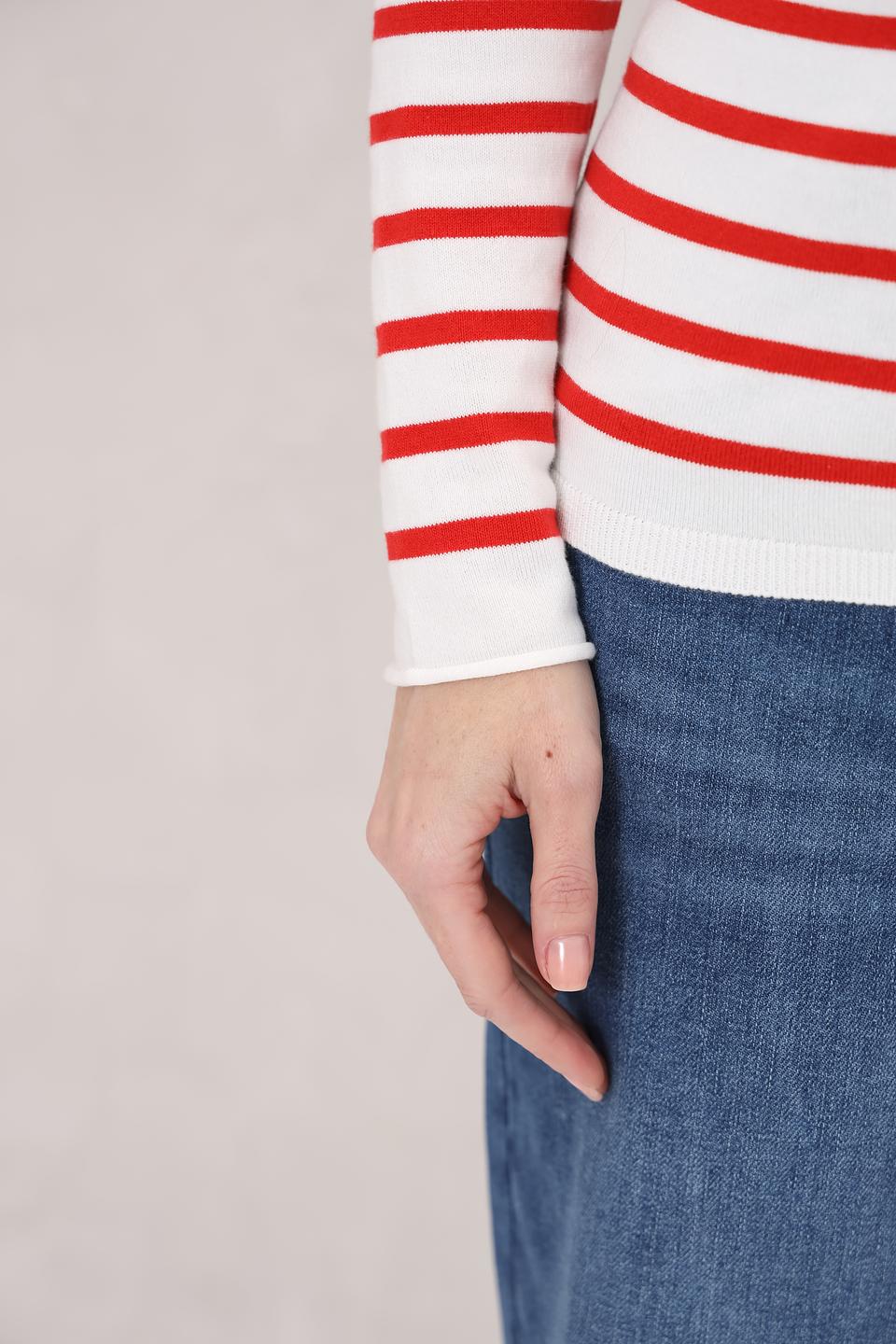 Пуловер Oui в полоску красный