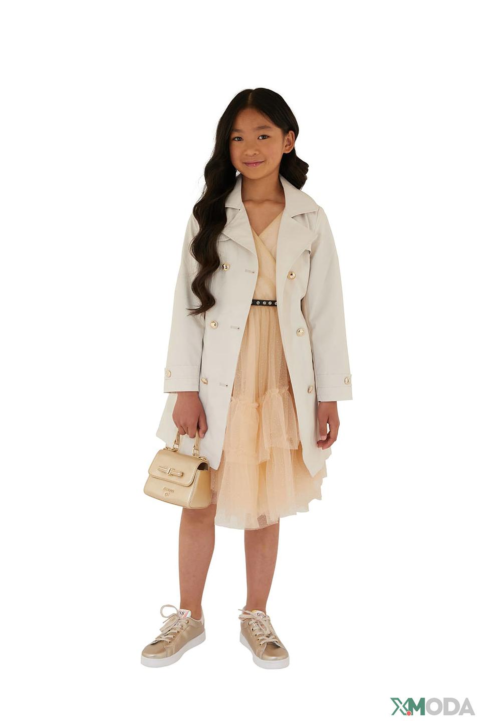 Плащ Guess дев. с поясом бежевый