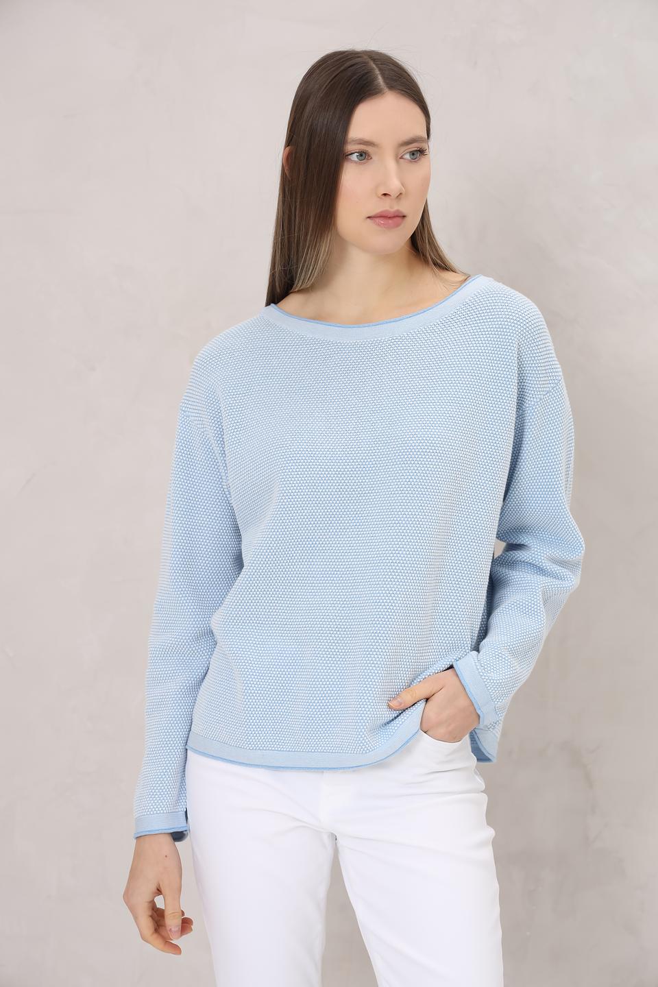 Пуловер Tom Tailor голубой ажурный