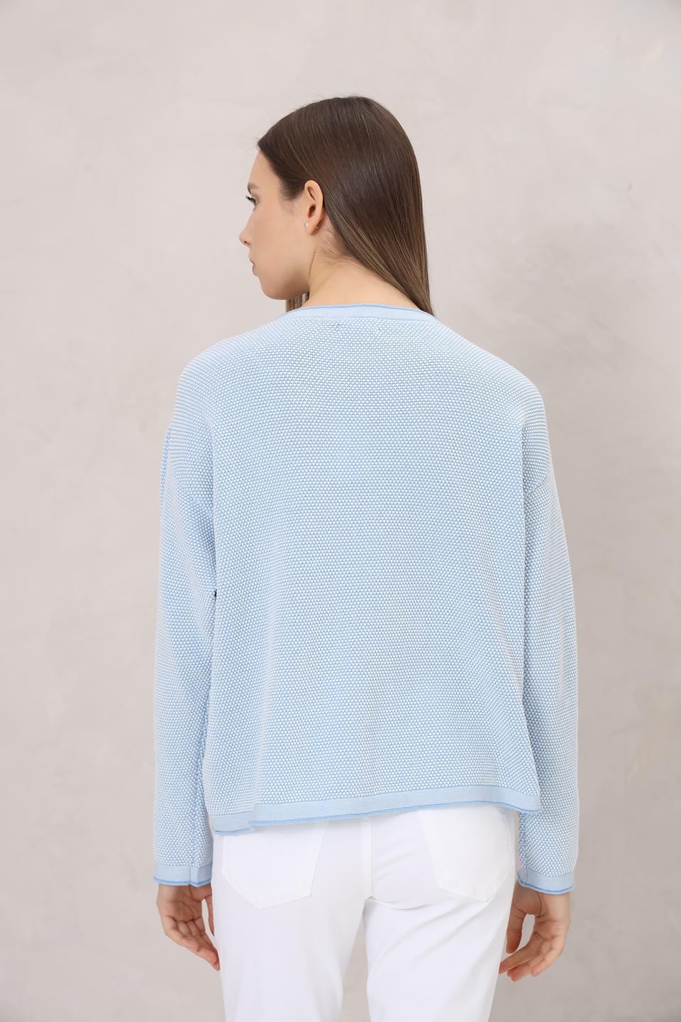 Пуловер Tom Tailor голубой ажурный