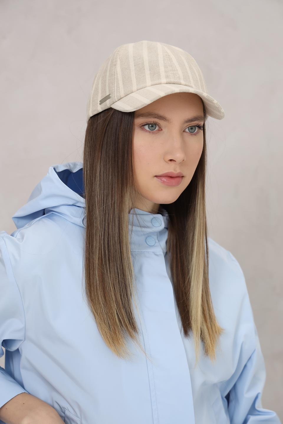 Бейсболка Seeberger в полоску бежевая