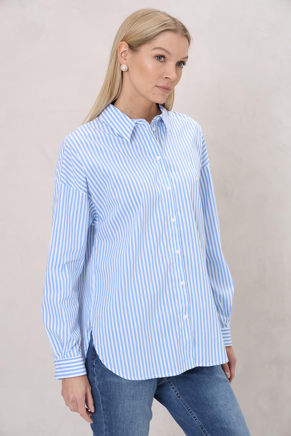 Рубашка Oui в полоску голубую