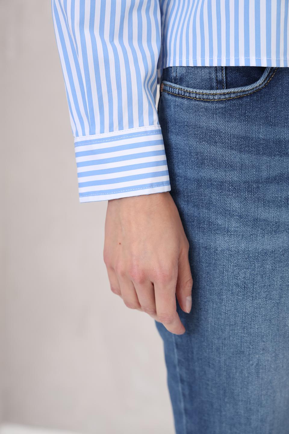 Рубашка Oui в полоску голубую