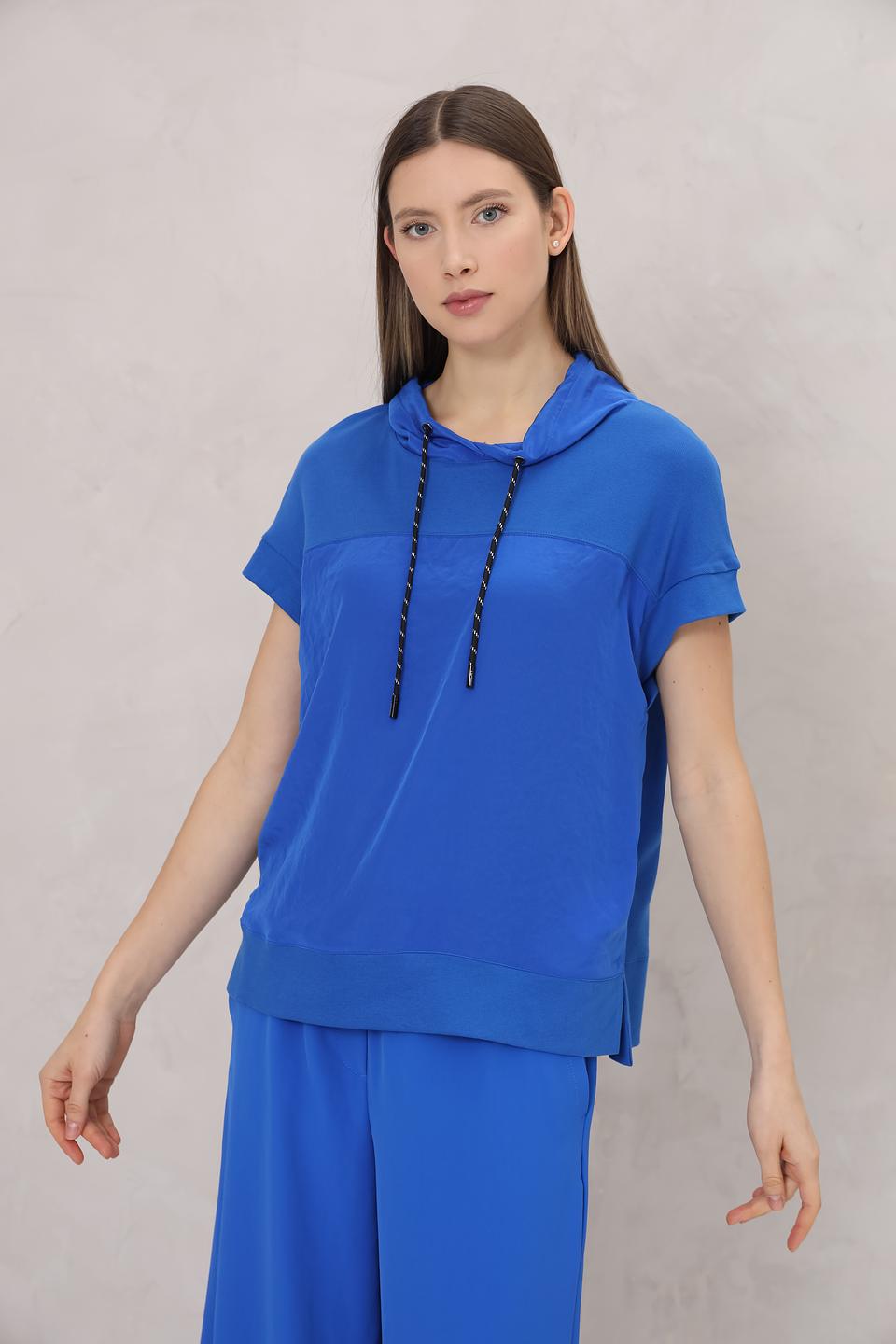 Футболка Marc Cain с капюшоном синяя