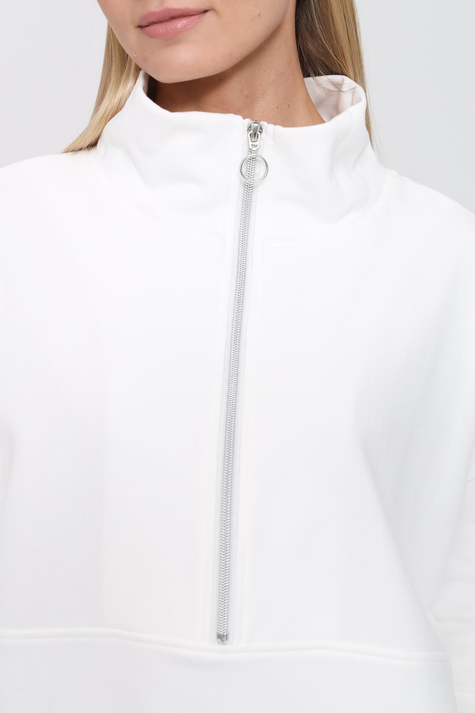 Пуловер Pezzo с молнией белый