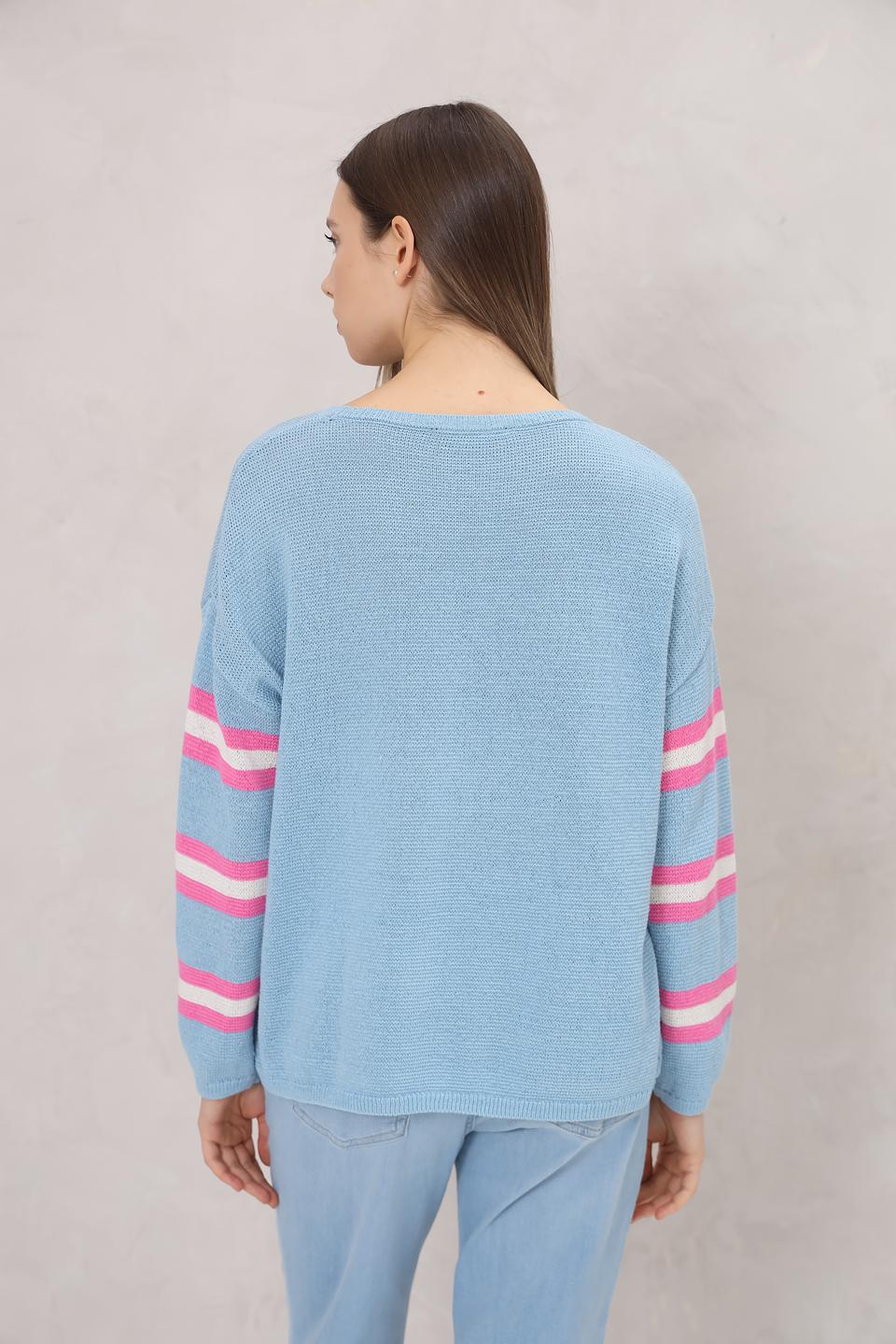 Пуловер Lecomte с полосками голубой