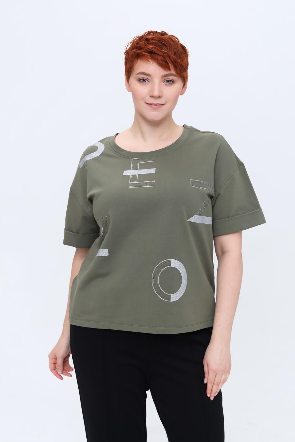 Футболка Pezzo хаки с принтом