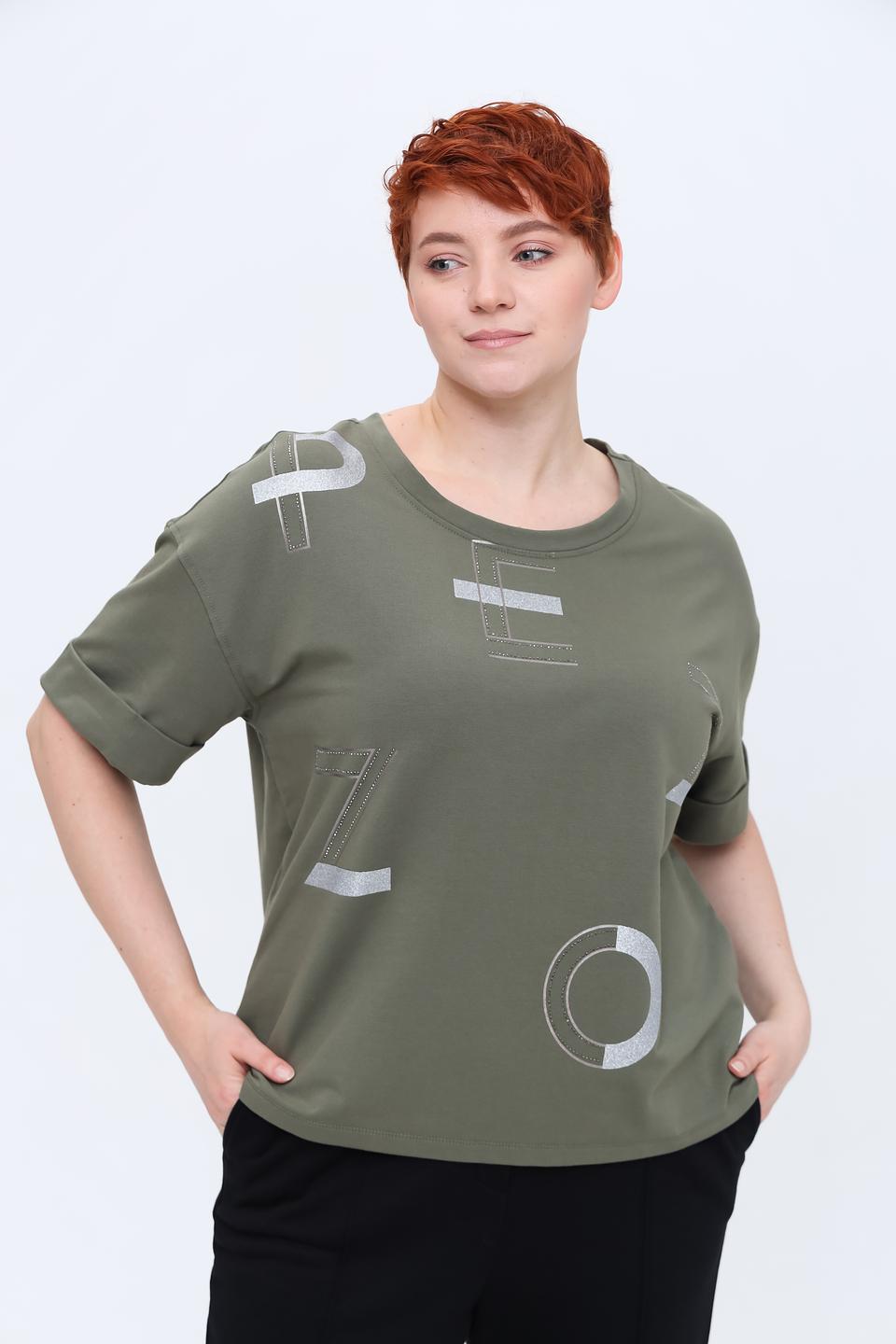Футболка Pezzo хаки с принтом