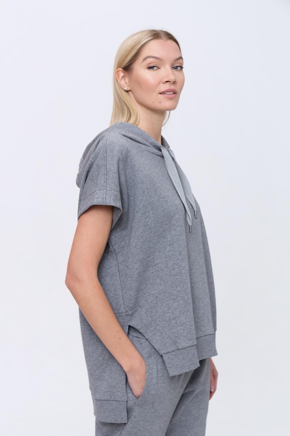 Пуловер Pezzo серый с капюшоном