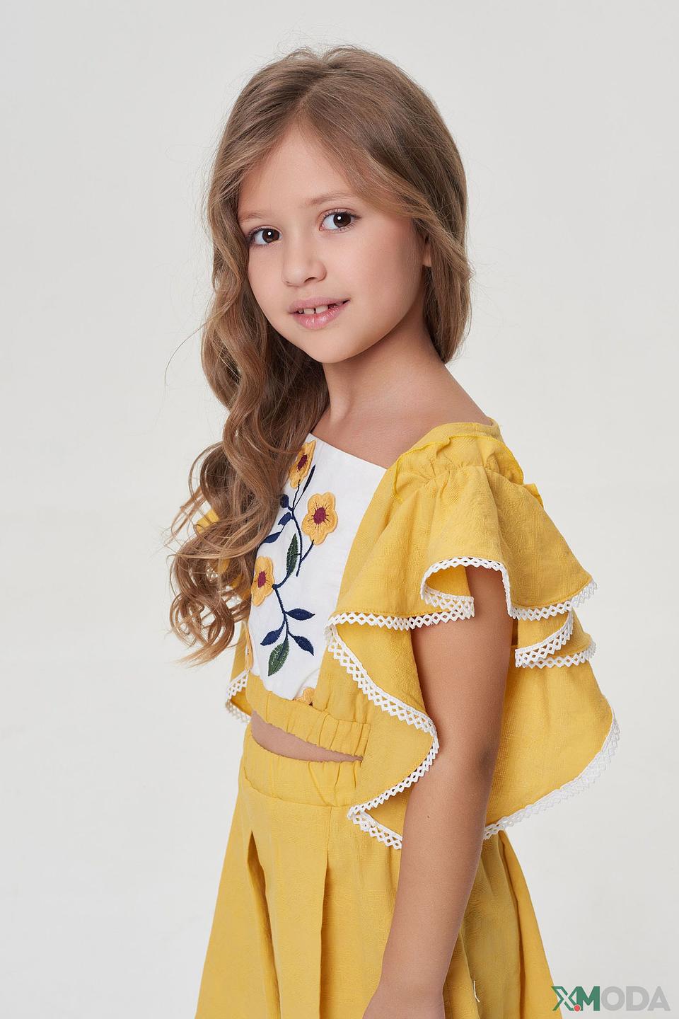 Блуза Choupette дев. с вышивкой жёлтая