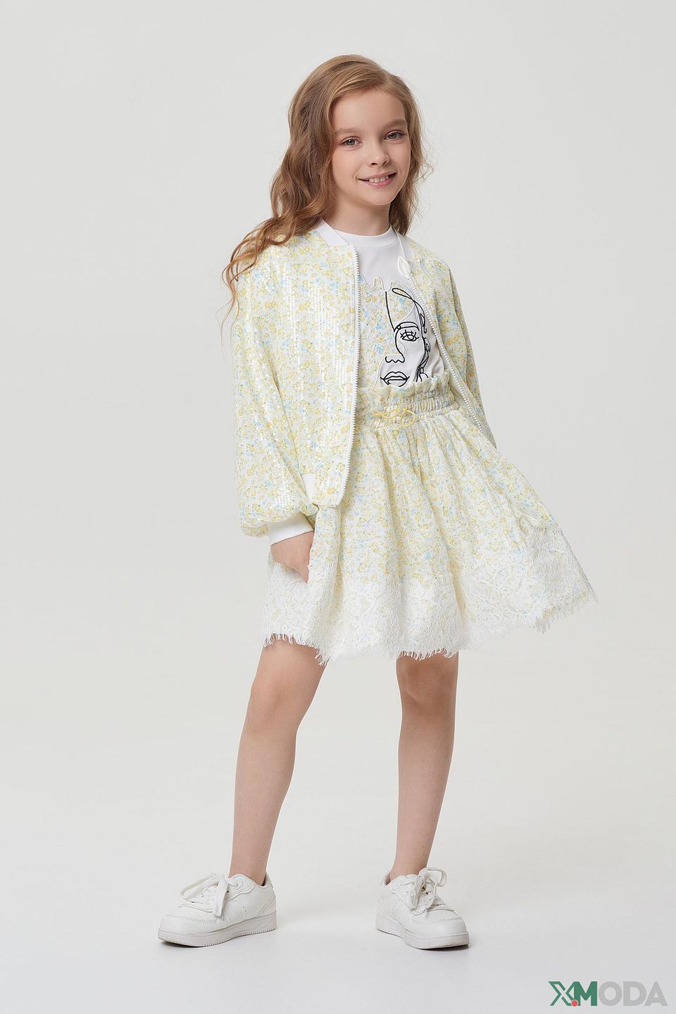 Платье Choupette белое с пайетками и перьями