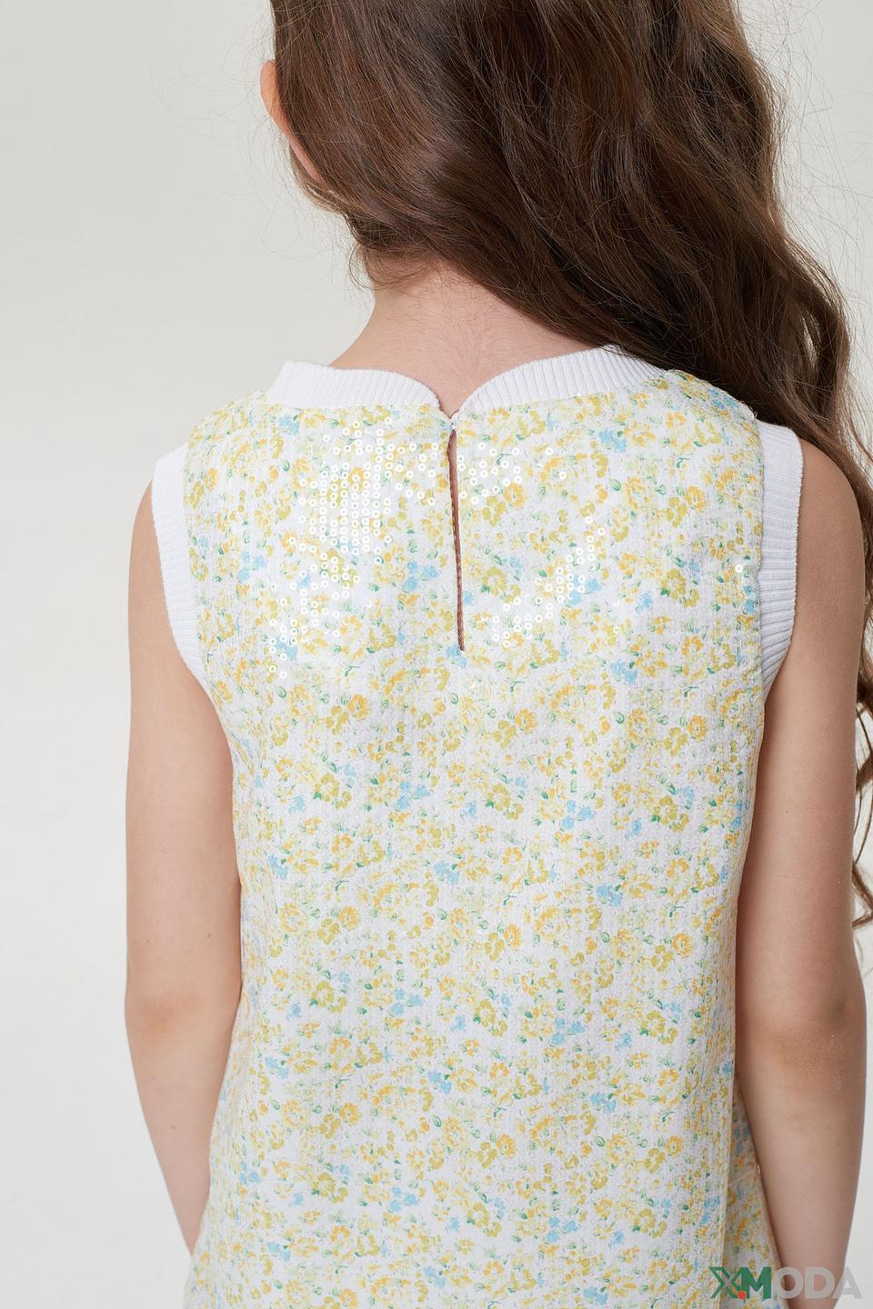 Платье Choupette белое с пайетками и перьями