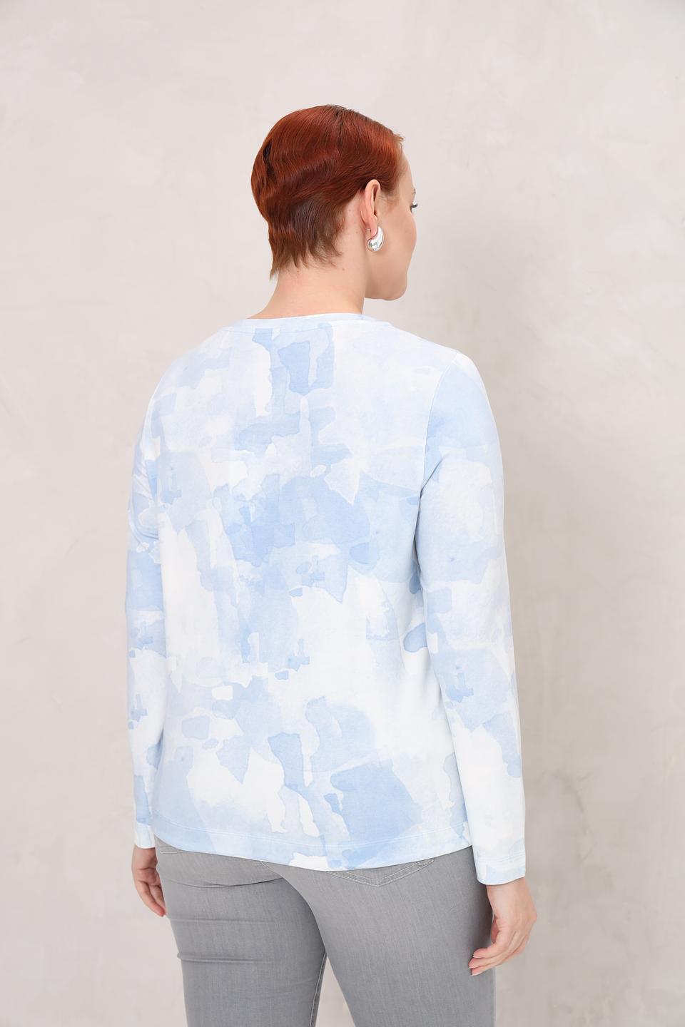 Пуловер Gerry Weber бело-голубой с узором и кулиской