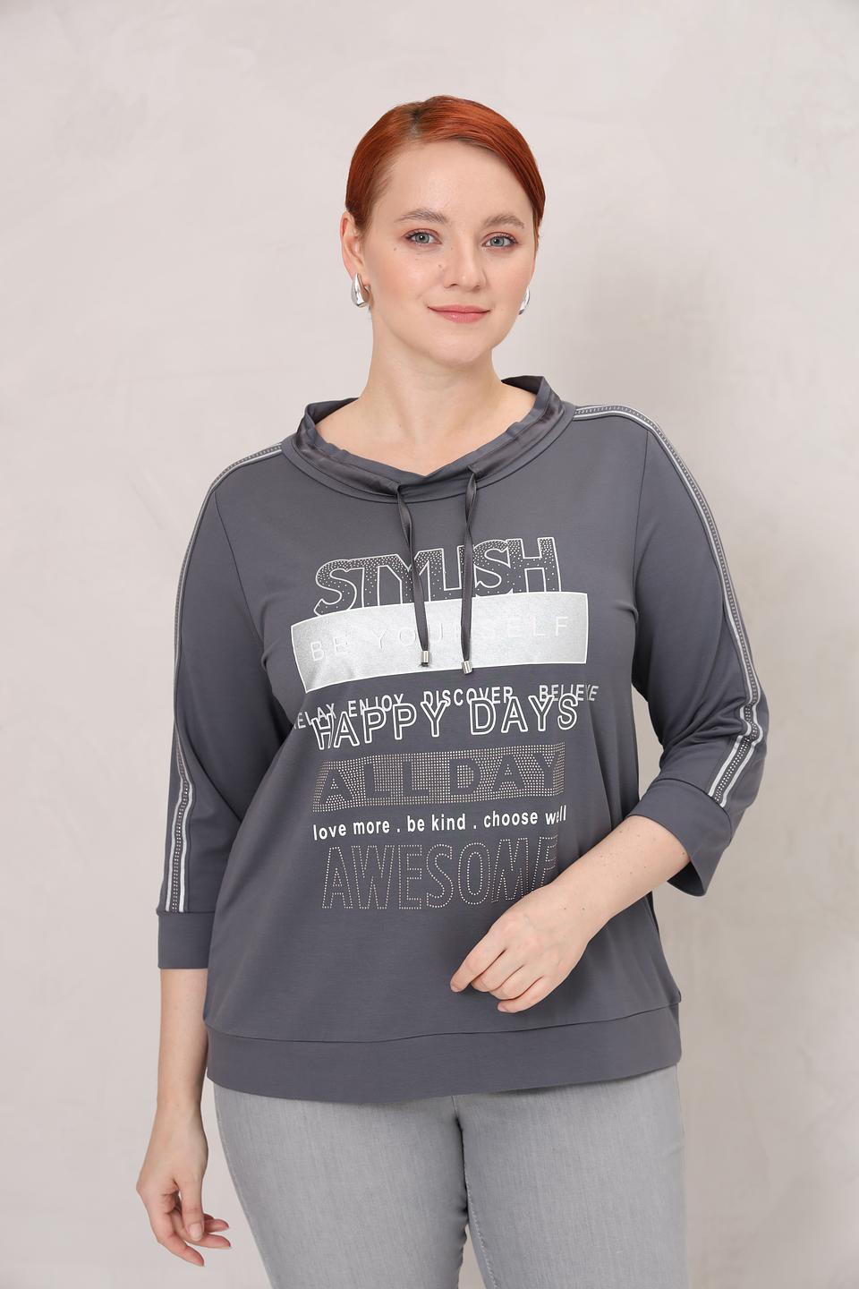 Пуловер Via Appia с капюшоном серый