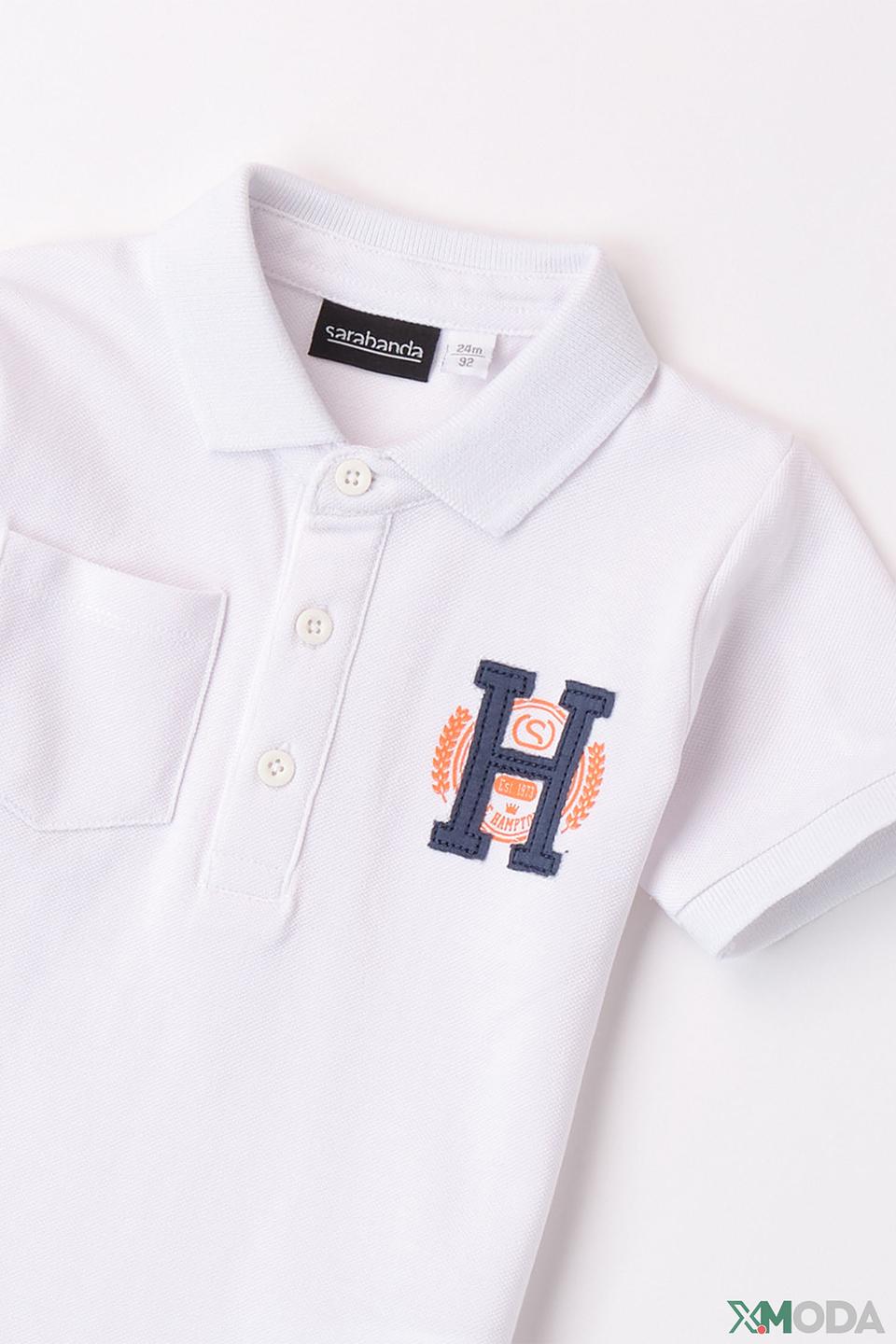 Поло Sarabanda белый с логотипом