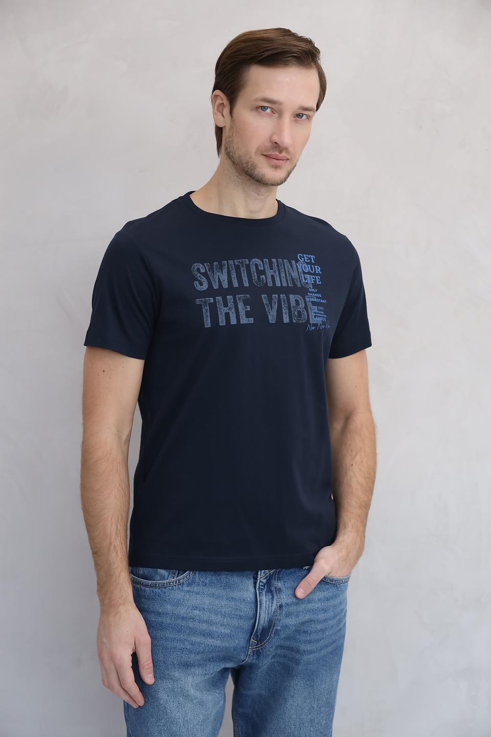 Футболка Lerros с принтом темно-синяя