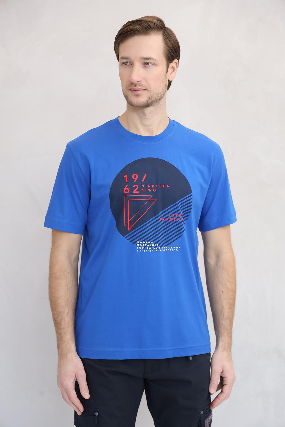 Футболка Tom Tailor синяя с принтом