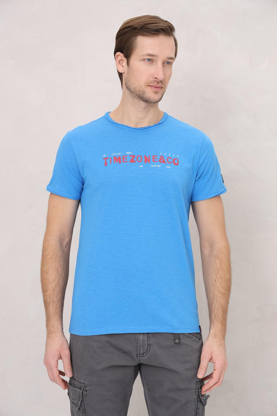 Футболка Time Zone с принтом голубая