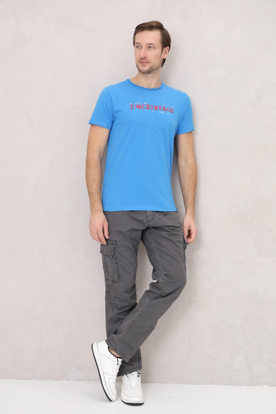 Футболка Time Zone с принтом голубая