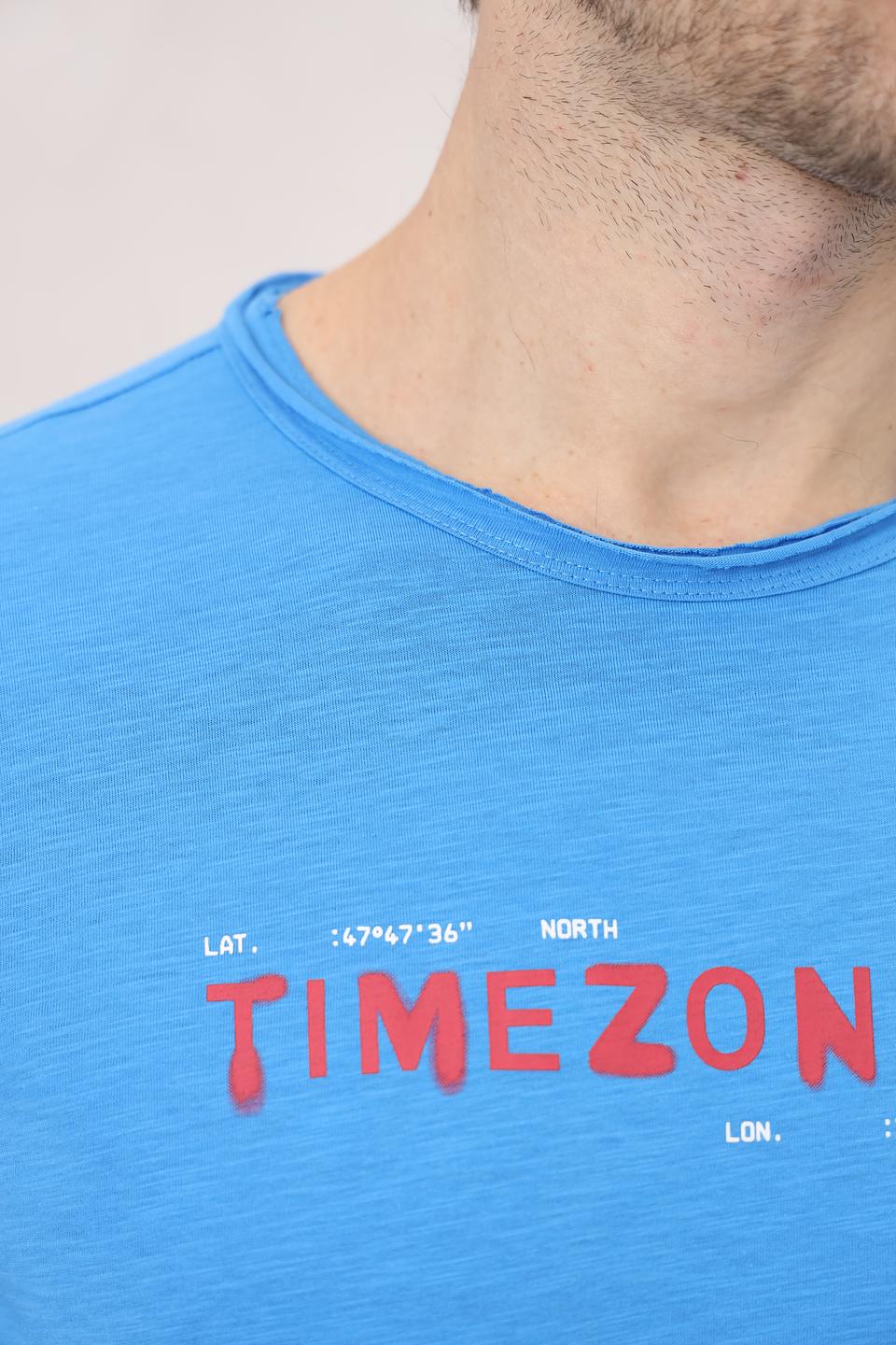Футболка Time Zone с принтом голубая