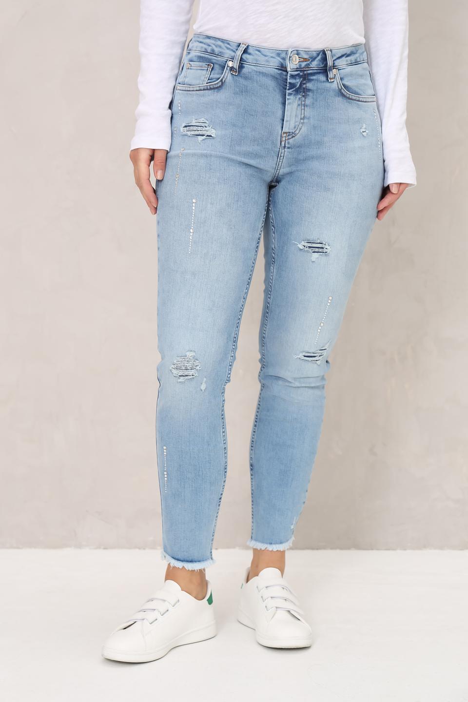 Джинсы с потертостями Monari голубые
