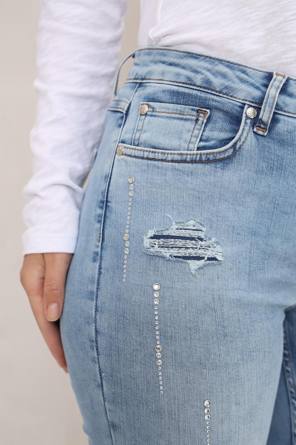 Джинсы с потертостями Monari голубые