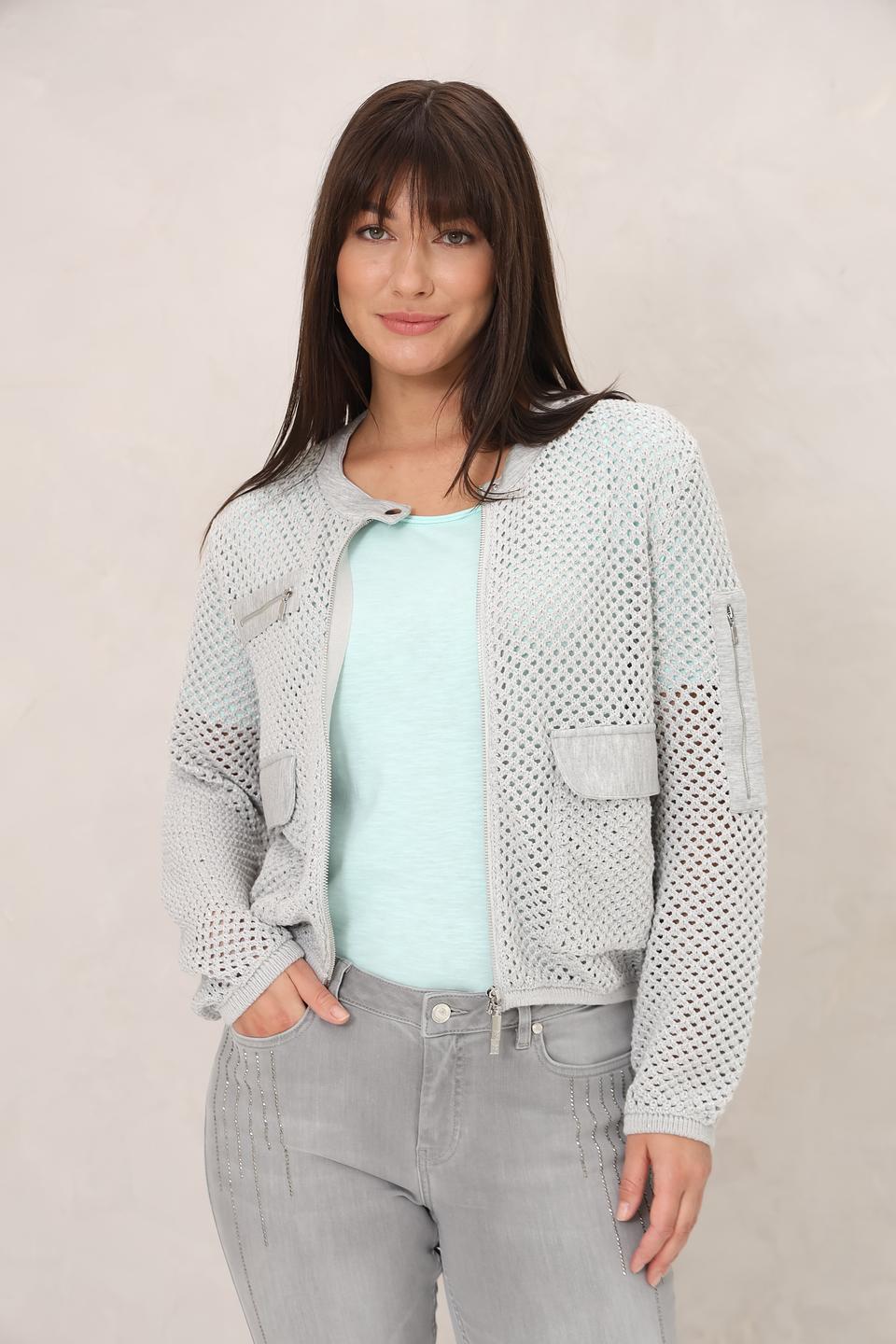 Жакет Monari сетчатый светло-серый