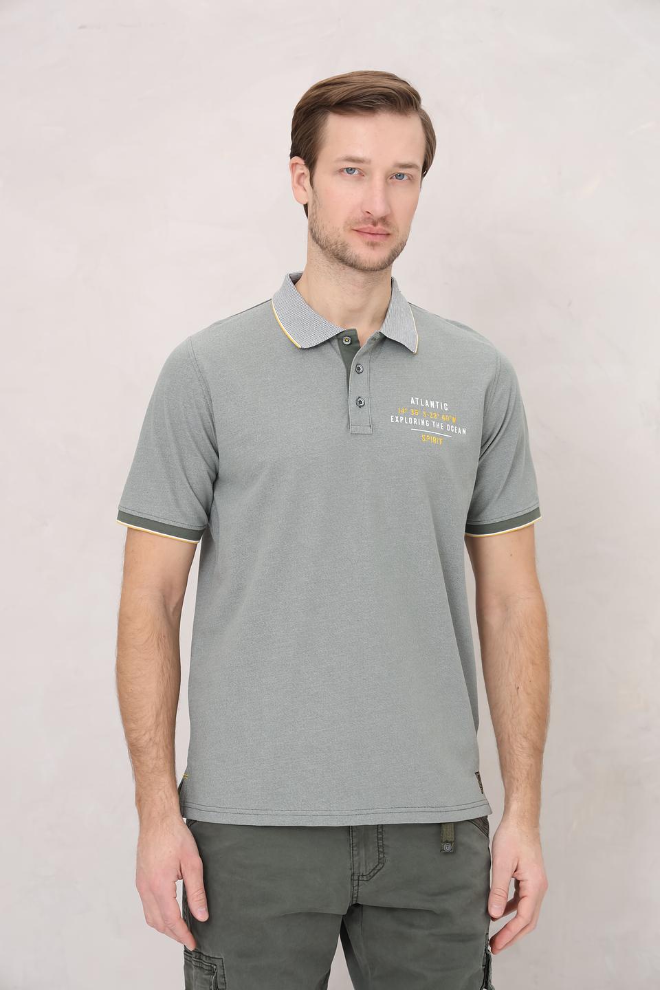 Поло Casa Moda серый с принтом