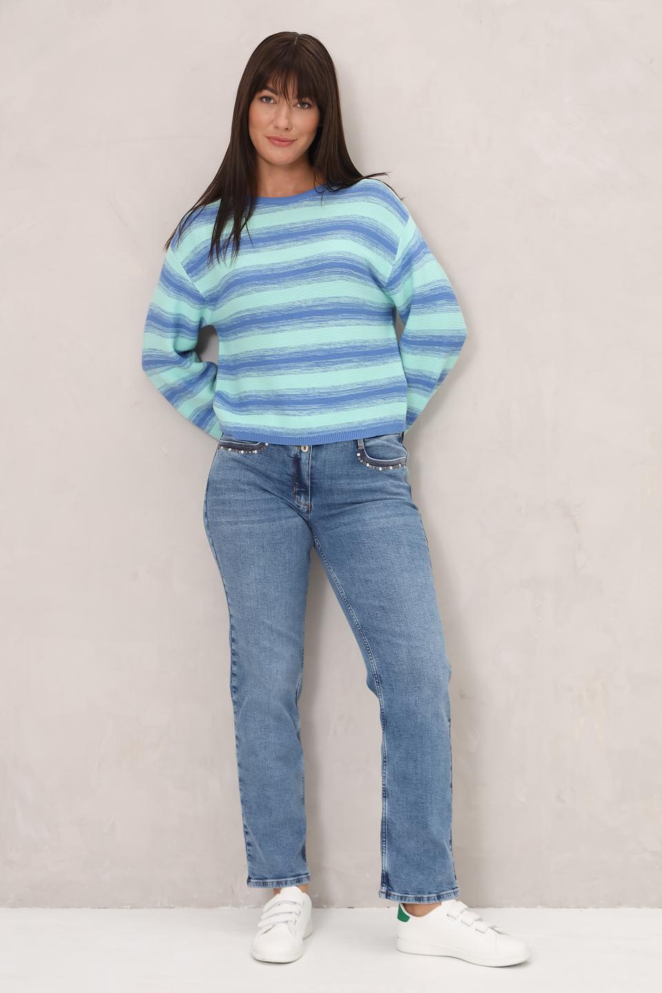 Пуловер Tom Tailor полоска голубой