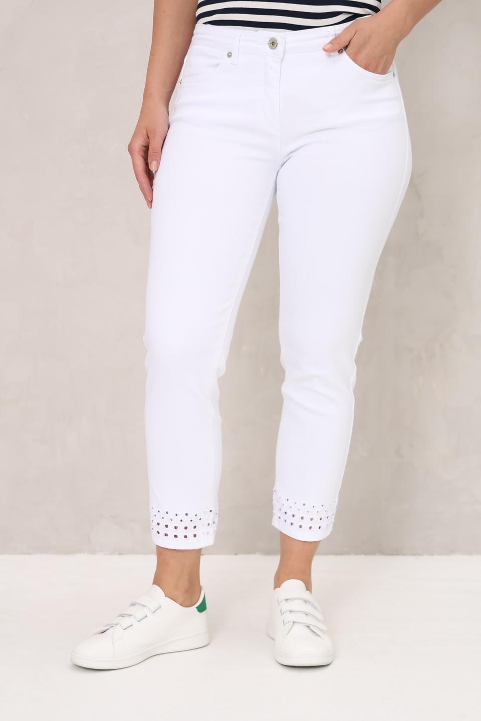 Джинсы Toni collection с перфорацией белые