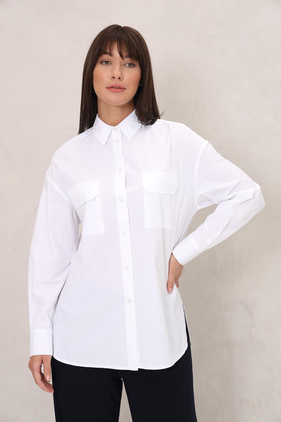 Рубашка Toni collection белая с карманами