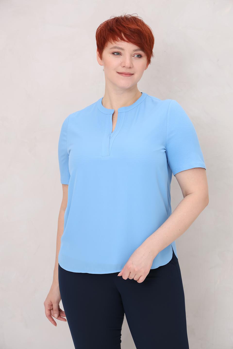 Блуза Frank Walder голубая с V-образным вырезом