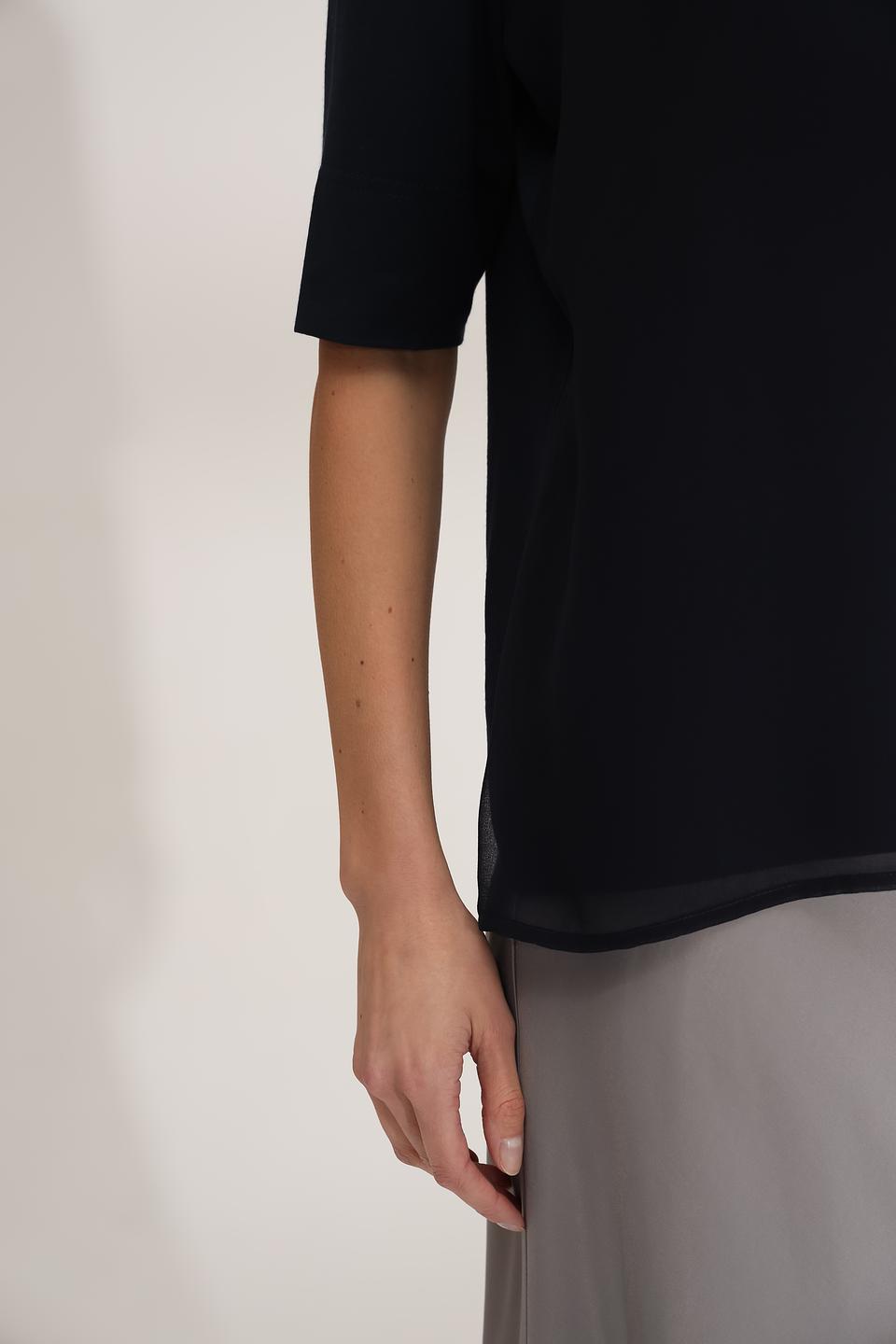 Блуза SE Stenau с кружевом тёмно-синяя