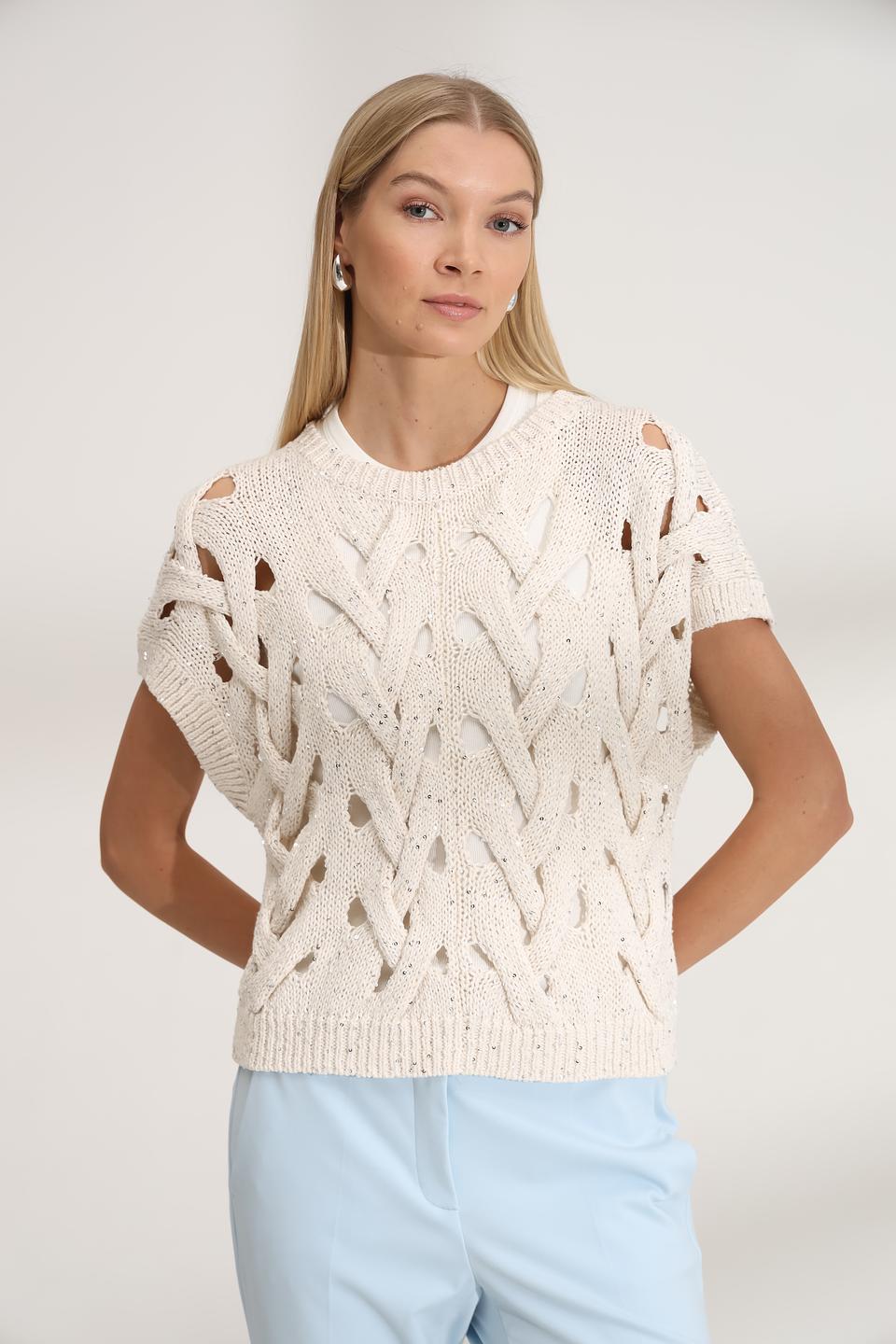 Пуловер Luisa Cerano с косами кремовый