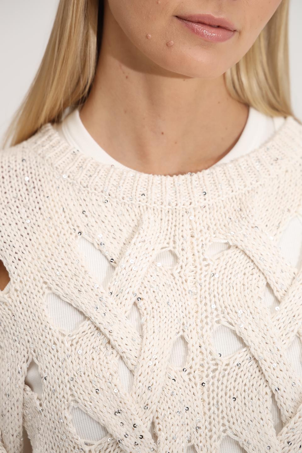 Пуловер Luisa Cerano с косами кремовый