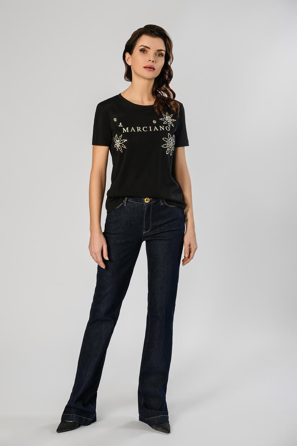 Футболка Marciano с кристаллами чёрная