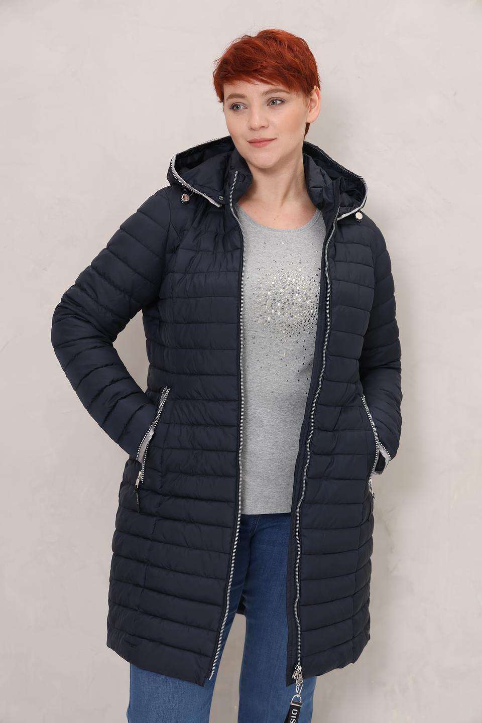 Пальто District стеганое тёмно-синее