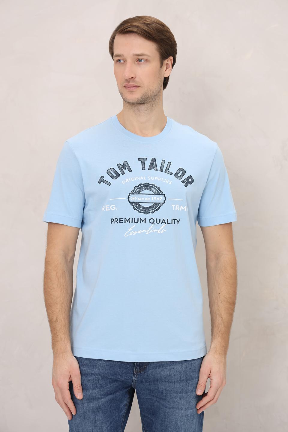 Футболка Tom Tailor голубая с логотипом