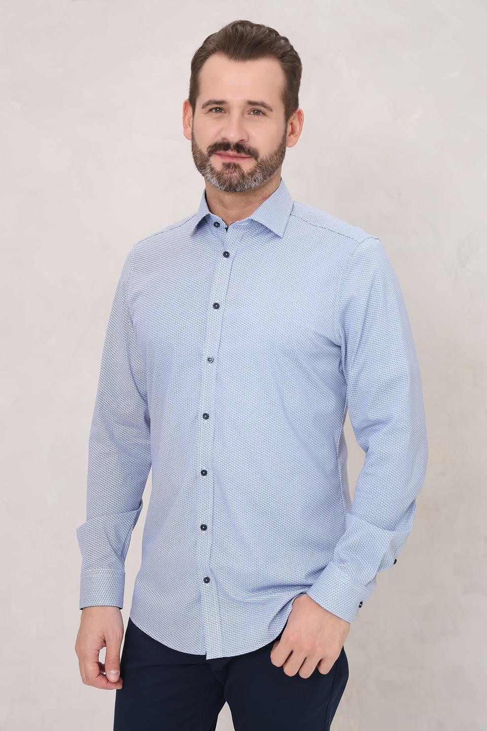 Рубашка Venti men голубая в мелкий принт