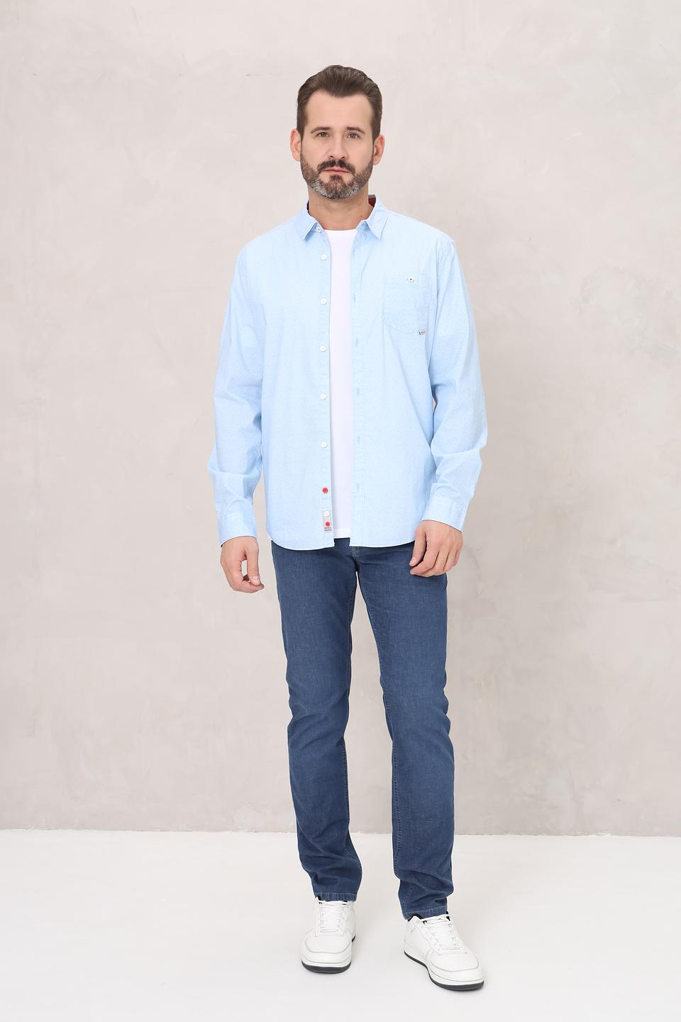 Рубашка Time Zone голубая с узором