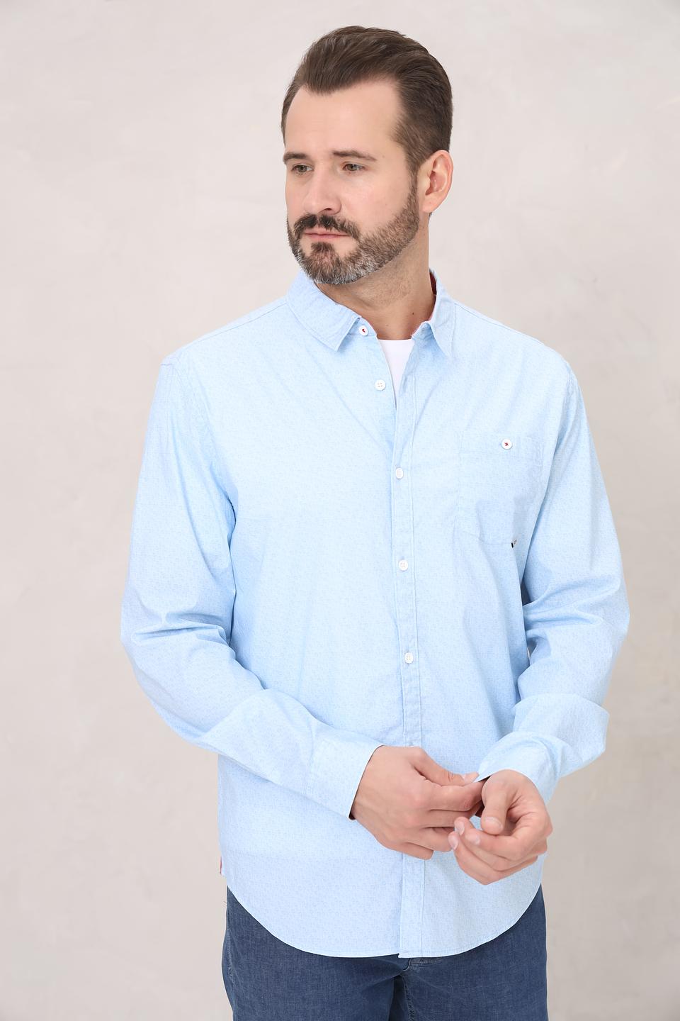 Рубашка Time Zone голубая с узором