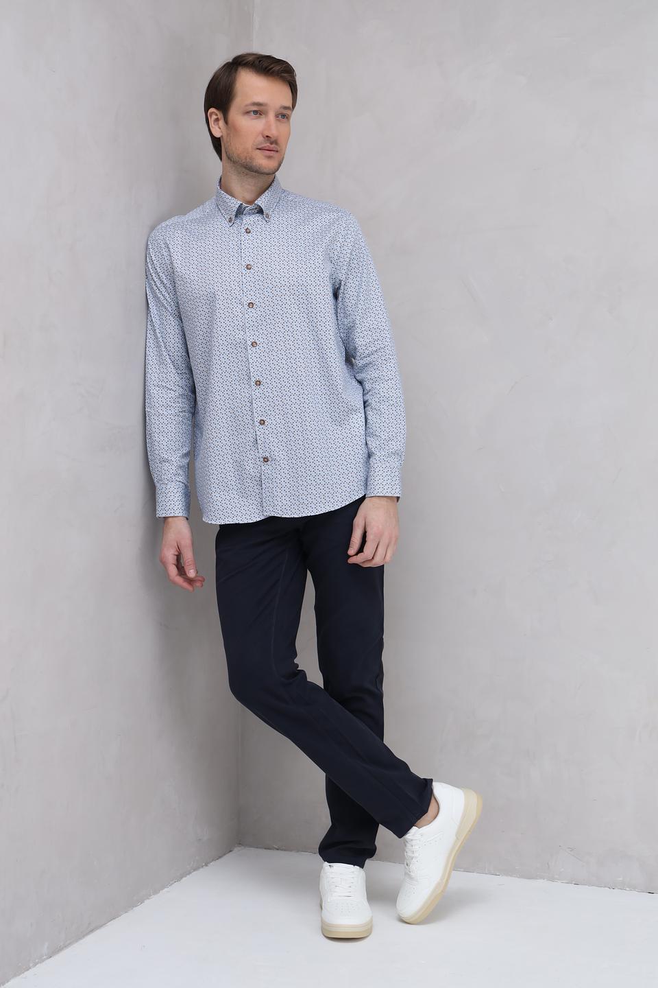 Рубашка Bugatti с принтом голубой