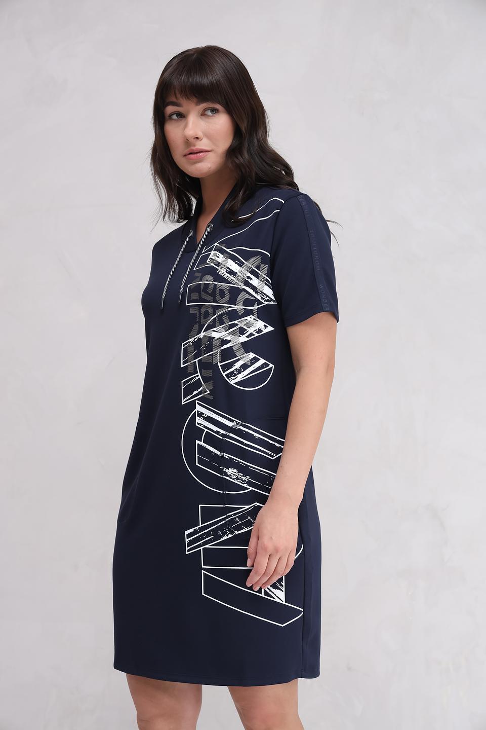 Платье Lebek с принтом синее