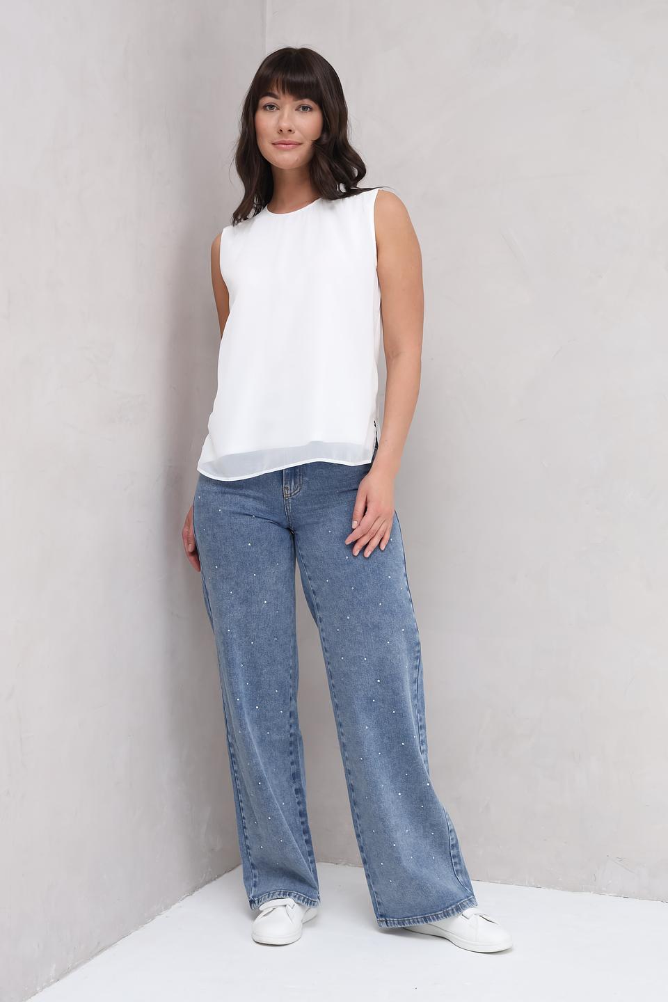 Джинсы Taifun с жемчугом голубые