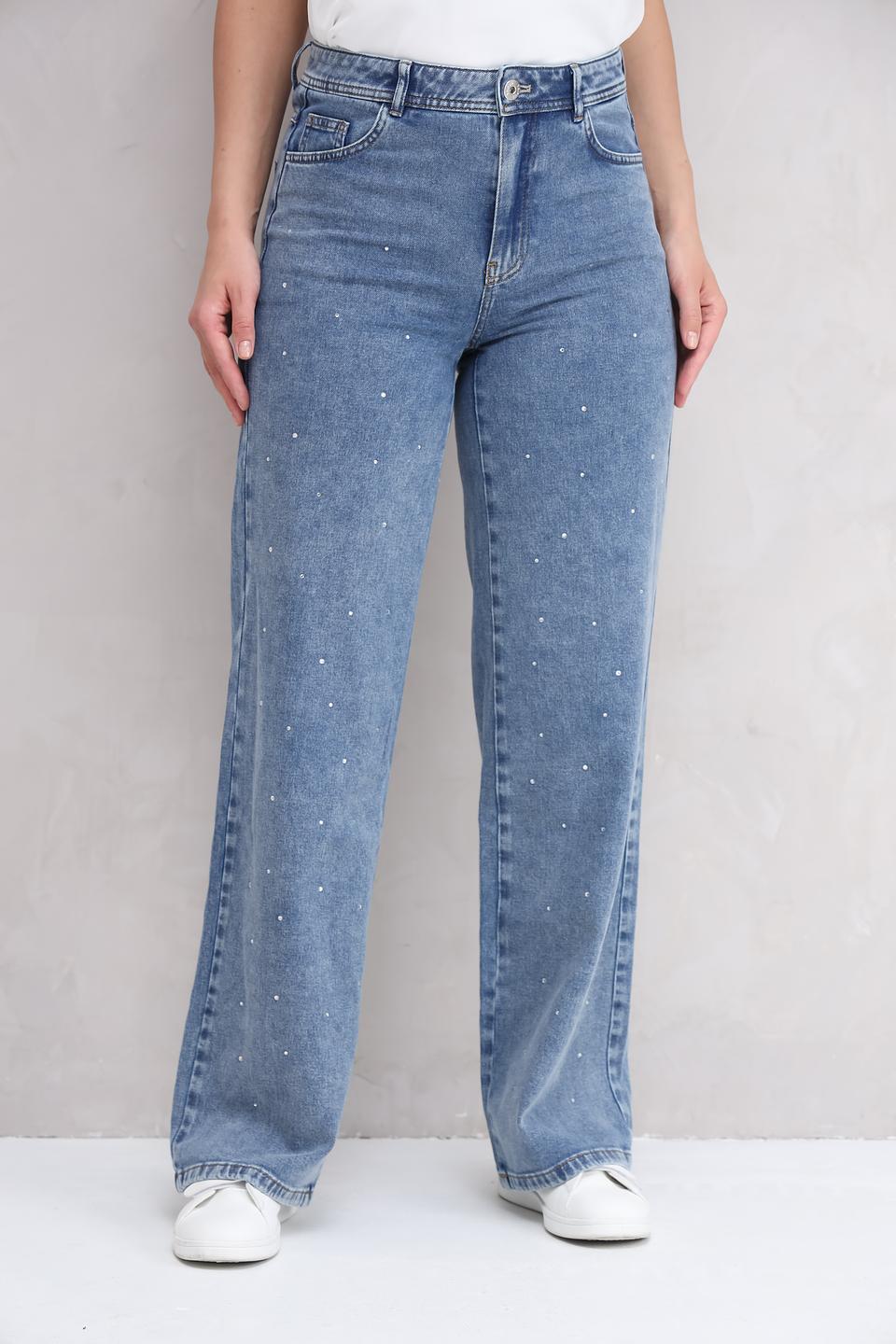 Джинсы Taifun с жемчугом голубые