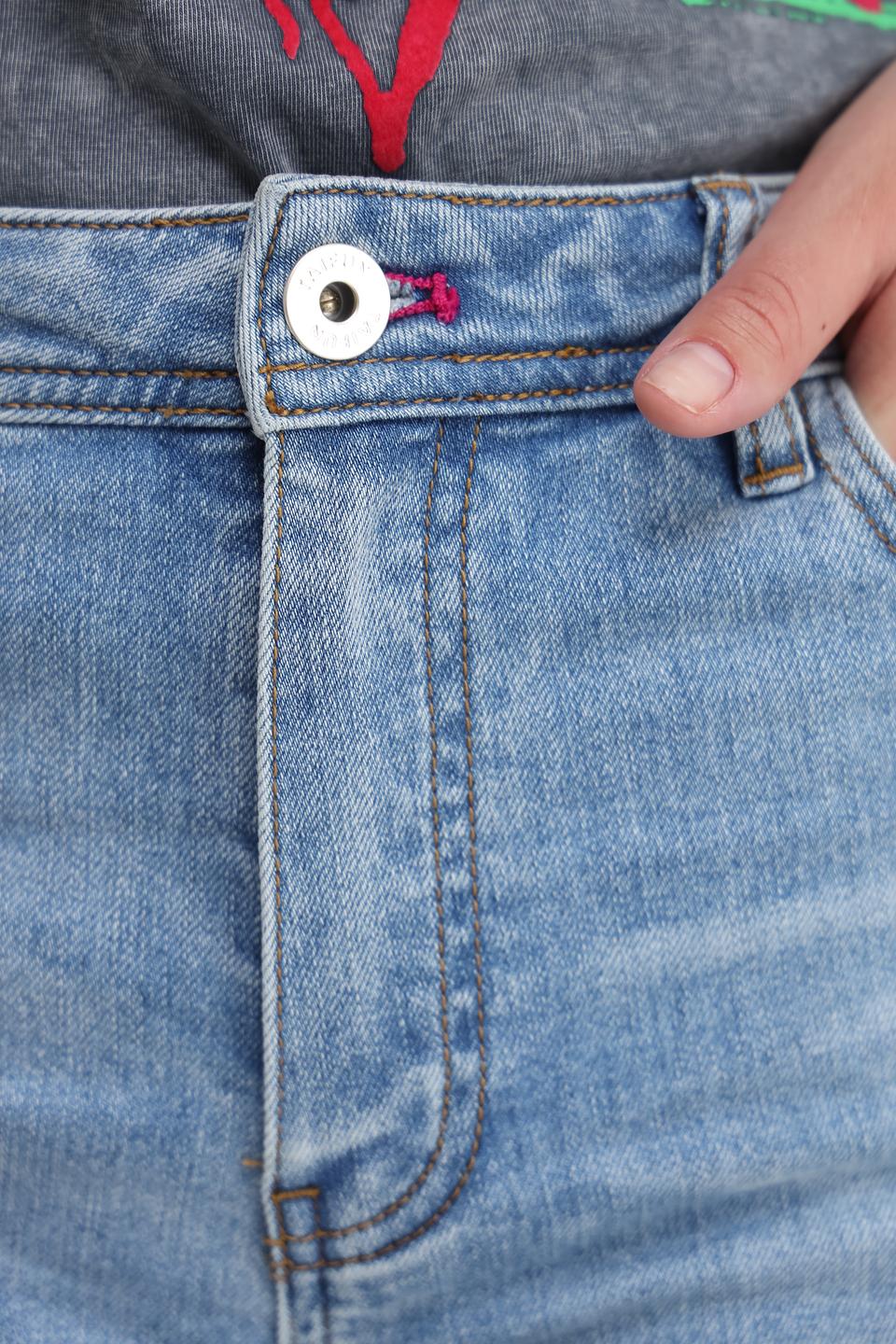 Джинсы Taifun с вышивкой голубые